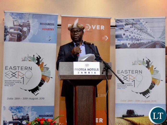 IDC Acting Group Chief Executive Officer Mr Henry Sakala speaking during the launch of the Eastern Province Investment Expo in Chipata.