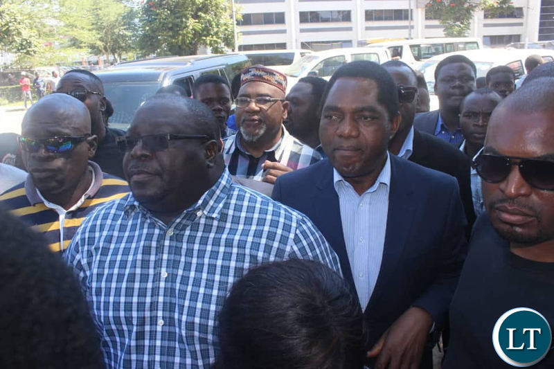 Kambwili flanked by HH and other opposition supporters.