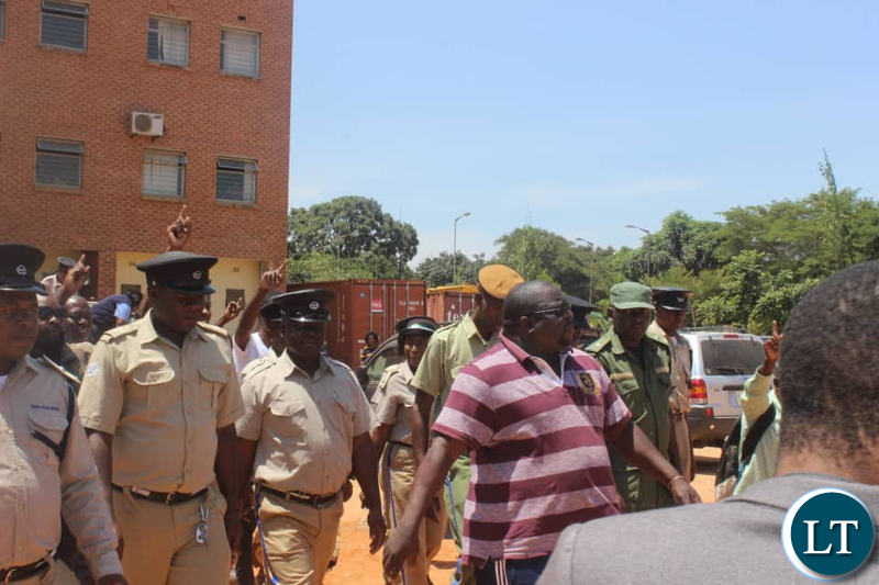 Mr Kambwili arriving at the Magistrate Court