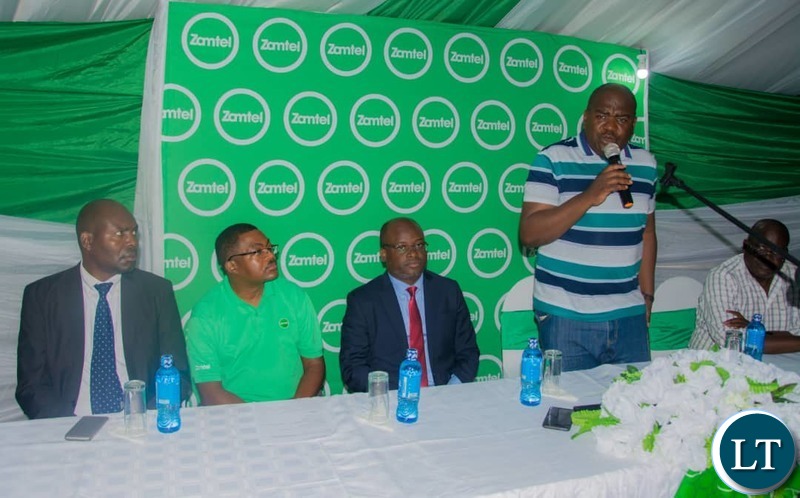 Mansa Central Member of Parliament Dr Chitalu Chilufya speaks during the commissioning of a new Zamtel network tower in Mansa on Saturday