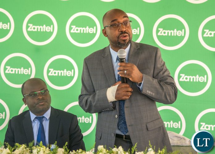Transport and Communications Minister Dr Brian Mushimba speaking during the launch of the Zamtel 4G network on mobile in Lusaka Province