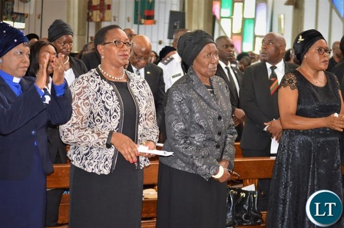 Vice President Inonge Wina with Religious Affairs Minister and other Government dignitaries at the funeral