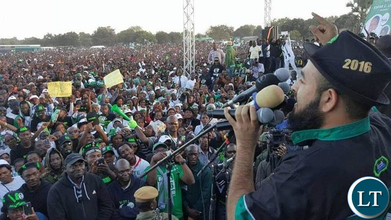 Huzaifa Jada addressing one of the PF campaign rallies