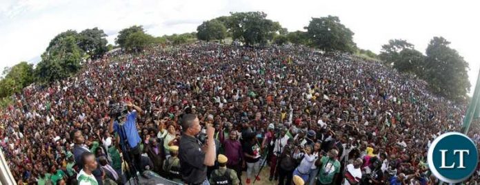 President Edgar Chagwa Lungu (centre) campaigns for Patriotic Front (PF) Bahati Constuency candidate Charles Chalwe at Kaole ground in Mansa on Saturday, April 6, 2019. PICTURE BY SALIM HENRY/STATE HOUSE ©2019 President Edgar Chagwa Lungu (centre) campaigns for Patriotic Front (PF) Bahati Constuency candidate Charles Chalwe at Kaole ground in Mansa on Saturday, April 6, 2019. PICTURE BY SALIM HENRY/STATE HOUSE ©2019