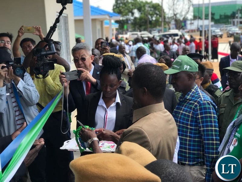 President Lungu handing over 55 police houses in Luanshya district, on the Copperbelt Province.