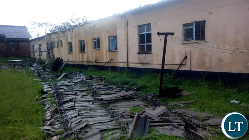 The blown off roof at Solwezi General Hospital Maternity Wing