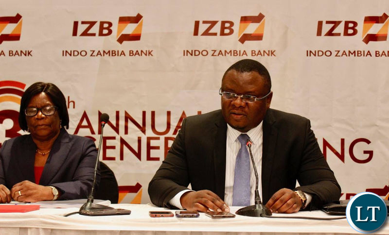 IDC Chief Executive Officer Mateyo Kaluba rearing a statement during the cheque handover ceremony