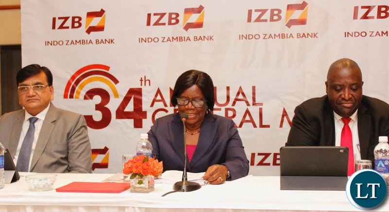 Indo Zambia Bank Board Chairperson Mrs. Orlean Moyo delivering a statement during the cheque hand over ceremony.