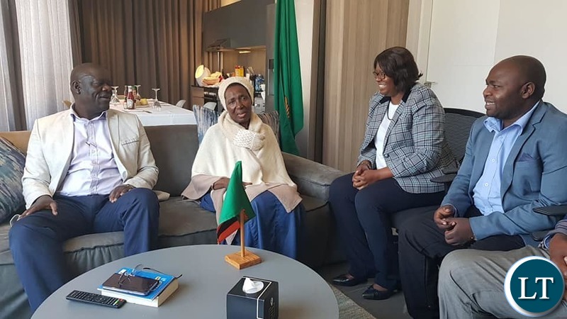 Davies Mwila visiting Vice President Inonge Wina in South Africa