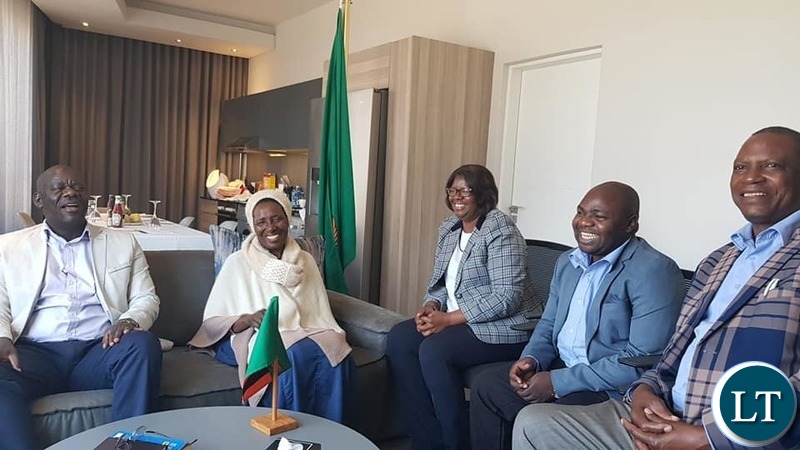 Davies Mwila visiting Vice President Inonge Wina in South Africa
