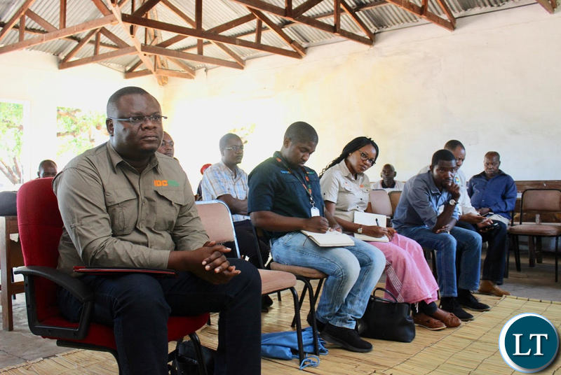 IDC CEO Mr Mateyo Kaluba and his delegation when they met with the Ngambela at the Kuta.