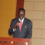 Information and Broadcasting Permanent Secretary Chanda Kasolo speaking at the official opening of the Media Self Regulation Insaka