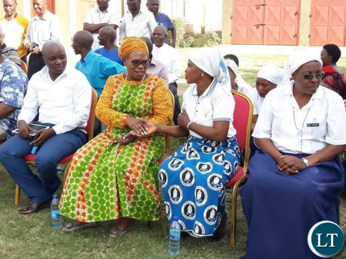 Munali area Member of Parliament Professor Nkandu Luo during the donation ceremony