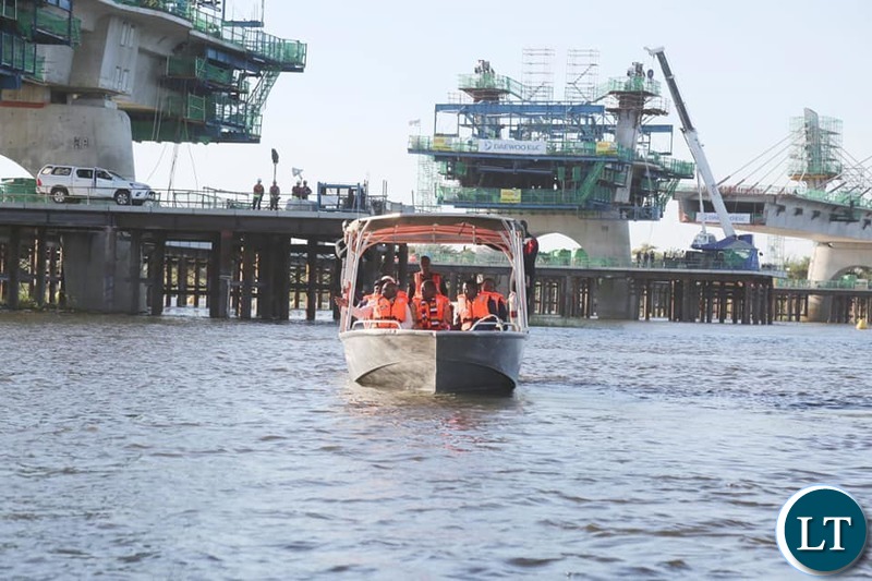 The regional leaders took the long trip to inspect progress on the multi-million-dollar Kazungula Bridge in Kasane.