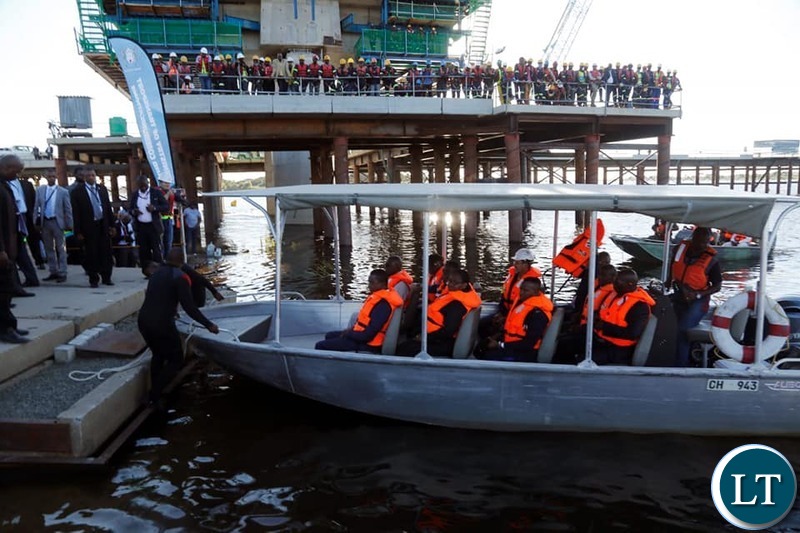 The regional leaders took the long trip to inspect progress on the multi-million-dollar Kazungula Bridge in Kasane.