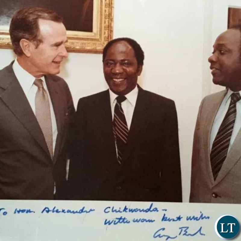 Vernon Mwaanga with Alexander Chikwanda meeting the George Bush Senior