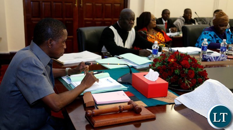 President Edgar Chagwa Lungu (left) chairs the 9th Central Committee Meeting in Lusaka on Sunday,May 26,2019. PICTURE BY SALIM HENRY/STATE HOUSE ©2019