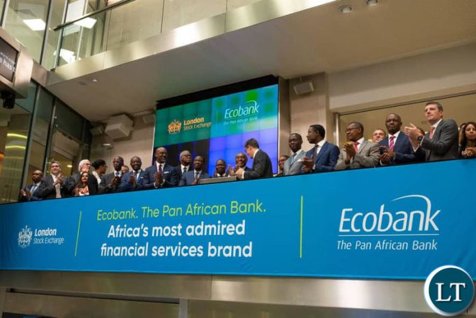 Ecobank Chairman Emmanuel Ikazoboh (2nd from left) opens the London Stock Exchange with Group CEO Ade Ayeyemi (3rd from left Ecobank Chairman Emmanuel Ikazoboh (2nd from left) opens the London Stock Exchange with Group CEO Ade Ayeyemi (3rd from left