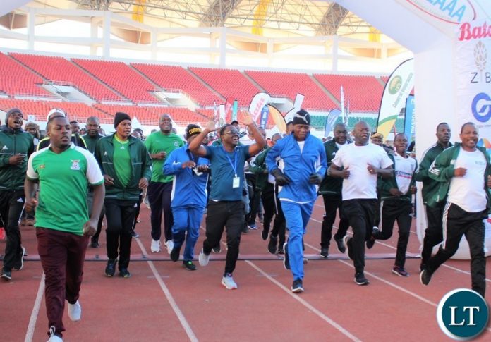 President Edgar Lungu on 10K finishing line.