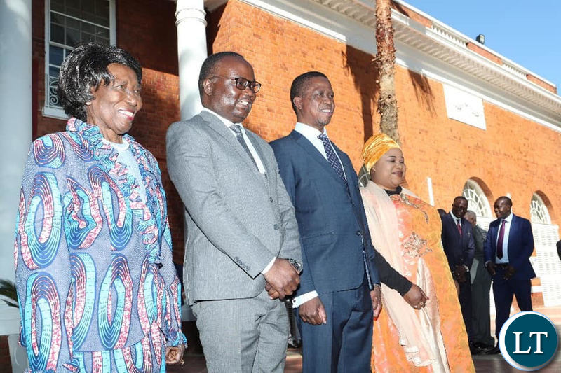 Isaac Chipampe at State House with President Lungu and Vice President Inonge Wina after being Sworn in