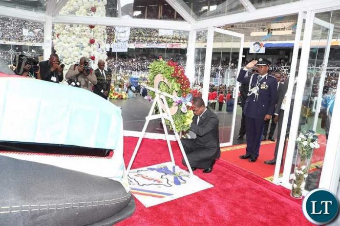 President Edgar Chagwa Lungu during the funeral of Mr Etienne Tshisekedi (Father to the DRC leader) held at Stadium the Martyrs on Saturday, 1st June, 2019. Picture by Eddie Mwanaleza/State House