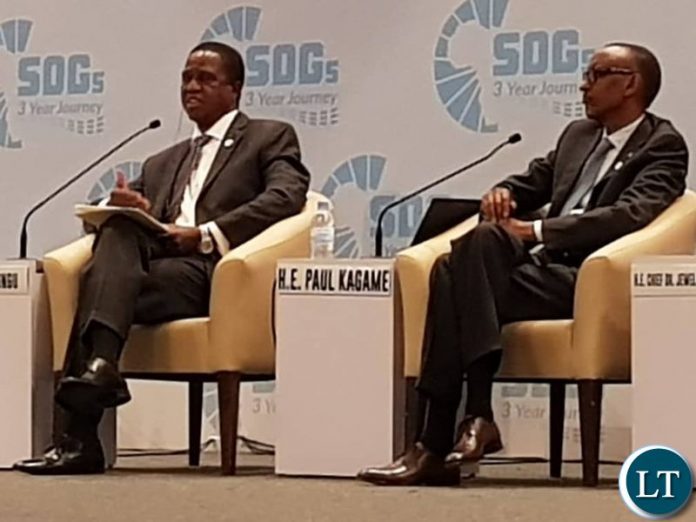 President Lungu With President Paul Kagame during a panel discussion