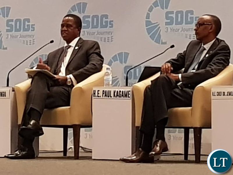 President Lungu With President Paul Kagame during a panel discussion