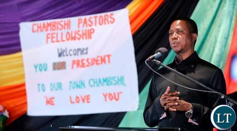 President Edgar Chagwa Lungu addresses congregants at Mount Zion Pentecostal Holiness Church in Chambishi on Sunday,July 7,2019. PICTURE BY SALIM HENRY/STATE HOUSE ©2019