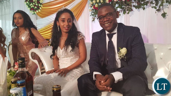 Economic and Equity Party(EEP) leader Chilufya Tayali with his new Wife at a wedding ceremony