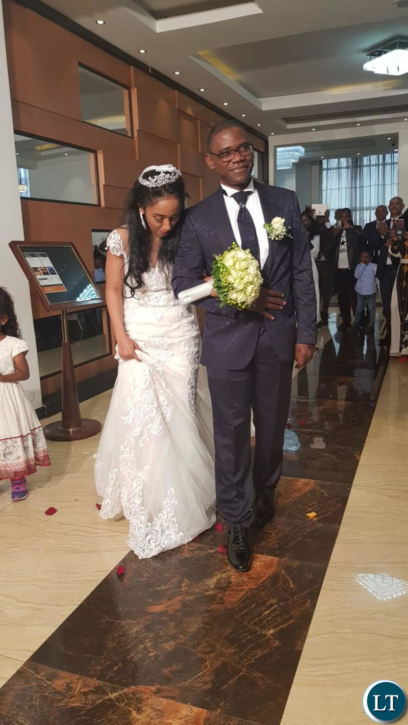 Economic and Equity Party(EEP) leader Chilufya Tayali with his new Wife at a wedding ceremony