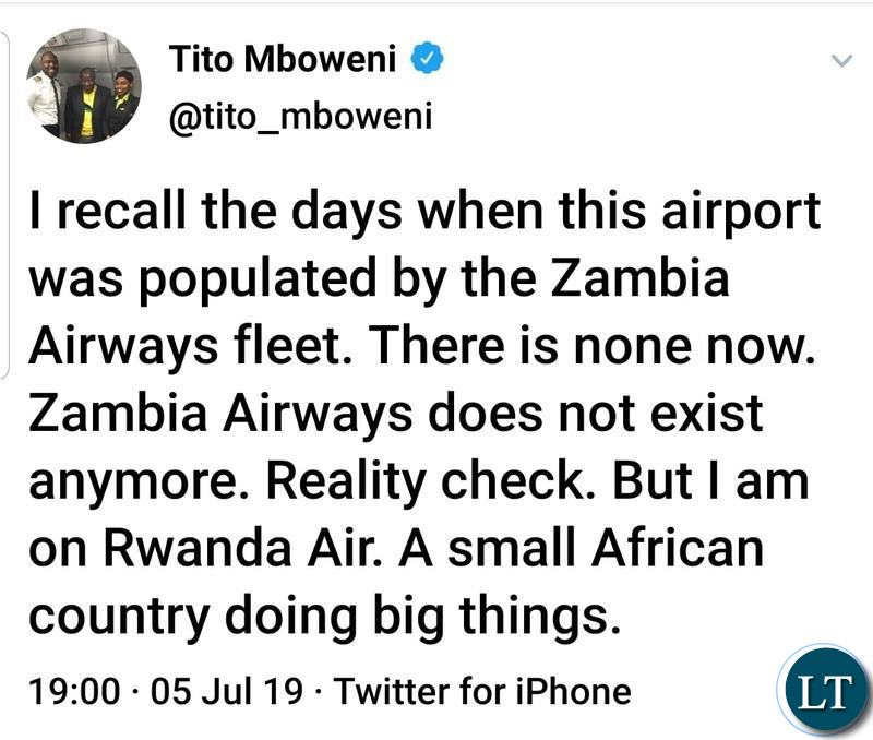 South Africa's Finance Minister Tito Mboweni's Tweet