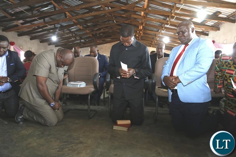 President Lungu with other Government officials at the Seventh Adventist Church