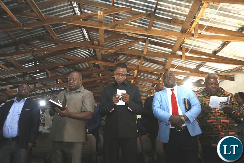 President Lungu with other Government officials at the Seventh Adventist Church
