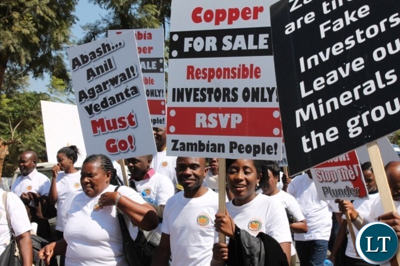 Miners and Wives of Miners on the copper belt protesting against Vedanta