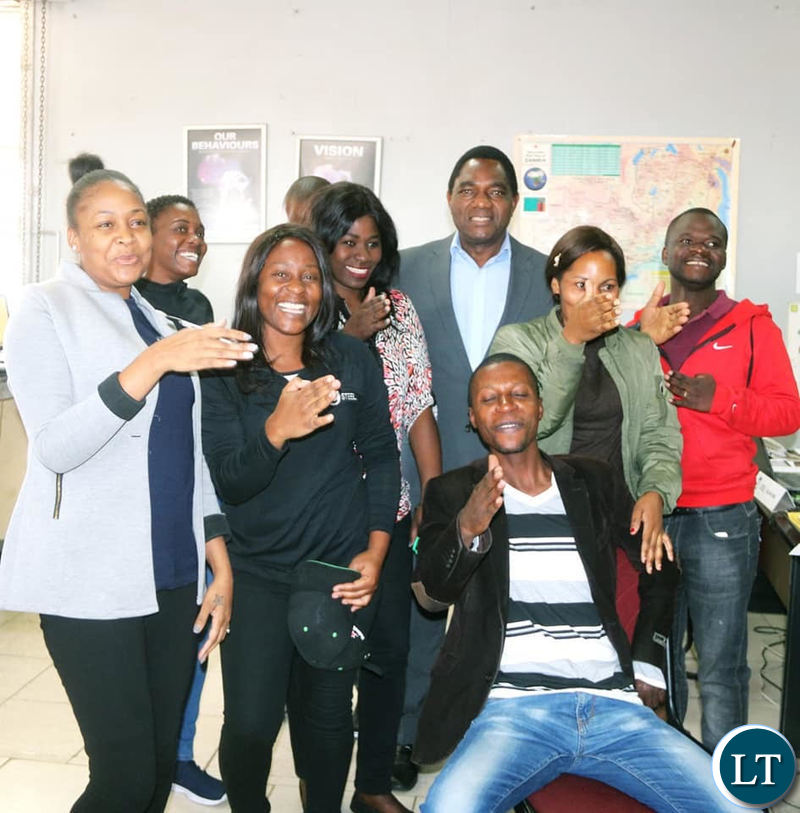 HH interacts with young people in Lusaka