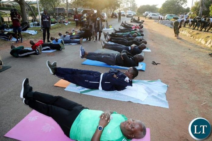 President Edgar Chagwa Lungu exercises in Kasama,Northern Province on Saturday,August 10,2019.PICTURE BY SALIM HENRY/STATE HOUSE ©2019