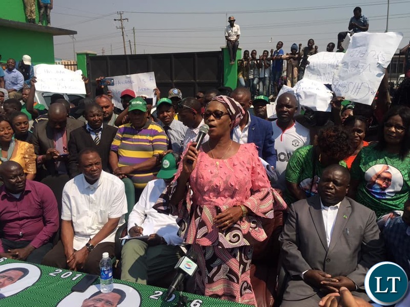 Mumbi Phiri speaking at the Event where PF Cadres Presented a Petition against Kambwili