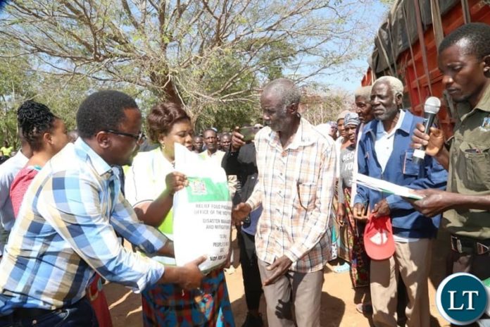The Minister in the office of the Vice President Hon. Olipa Phiri and the Disaster Management and Mitigation Unit (DMMU) National Coordinator Mr. Chanda Kabwe have concluded the relief food distribution exercise in some parts of Eastern Province which were affected by Droughts .