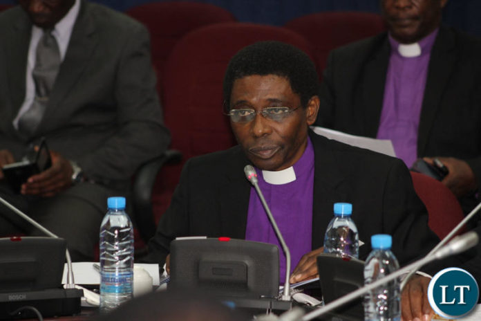 Bishop Joshua Banda representing the Evangelical Fellowship of Zambia making submissions to the parliamentary committee. Bishop Joshua Banda representing the Evangelical Fellowship of Zambia making submissions to the parliamentary committee.