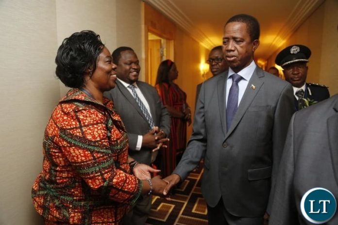President Lungu Arrives in New York and Being Welcomed by Lands Minister jean Kapata