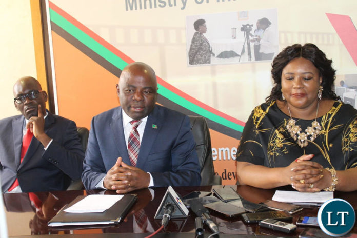 Chief Government Spokesperson Dora Siliya with Home Affairs Minister Stephen Kampyongo at a Joint Press Briefing Chief Government Spokesperson Dora Siliya with Home Affairs Minister Stephen Kampyongo at a Joint Press Briefing