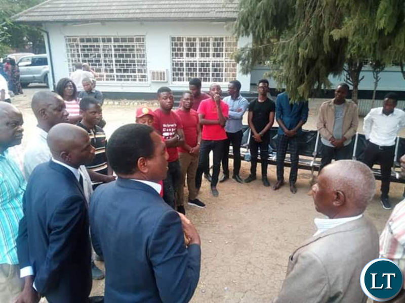 HH addresses Evelyn Hone students at the UPND secretariat recently