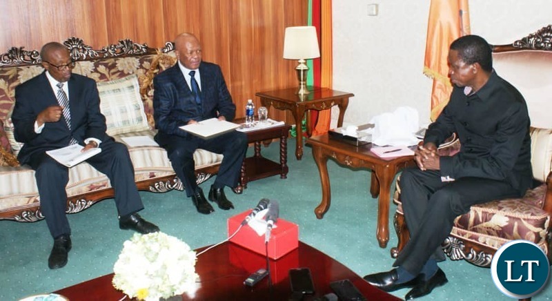 South African President Cyril Ramaposa’s Special Envoy to Zambia Jeff Radebe meeting President Lungu 