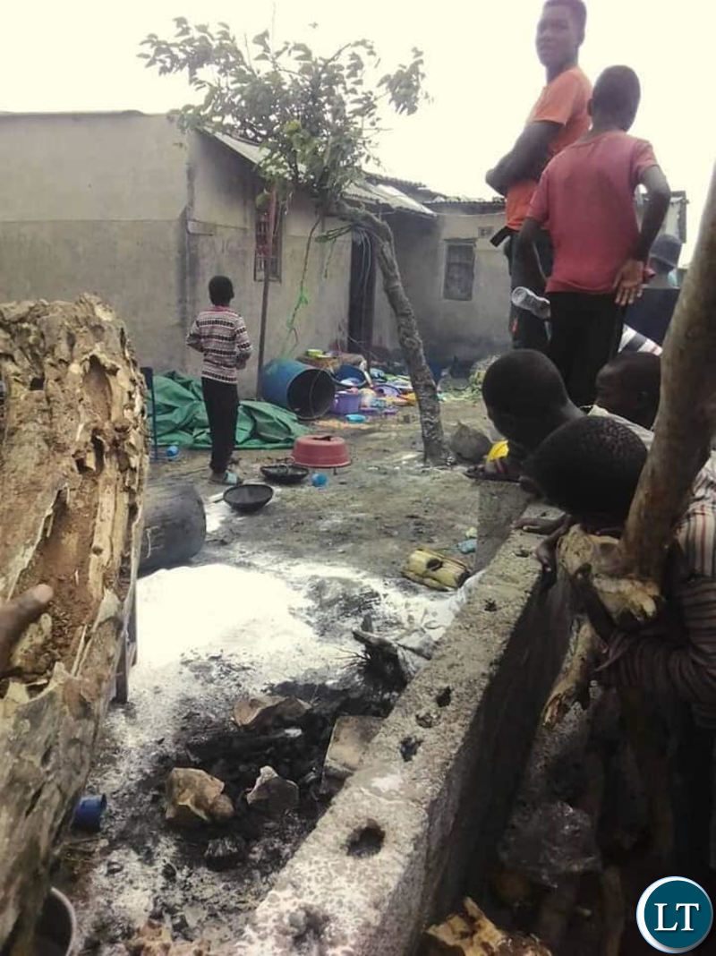 The funeral house which was ransacked in Friday by PF cadres in Kanyama
