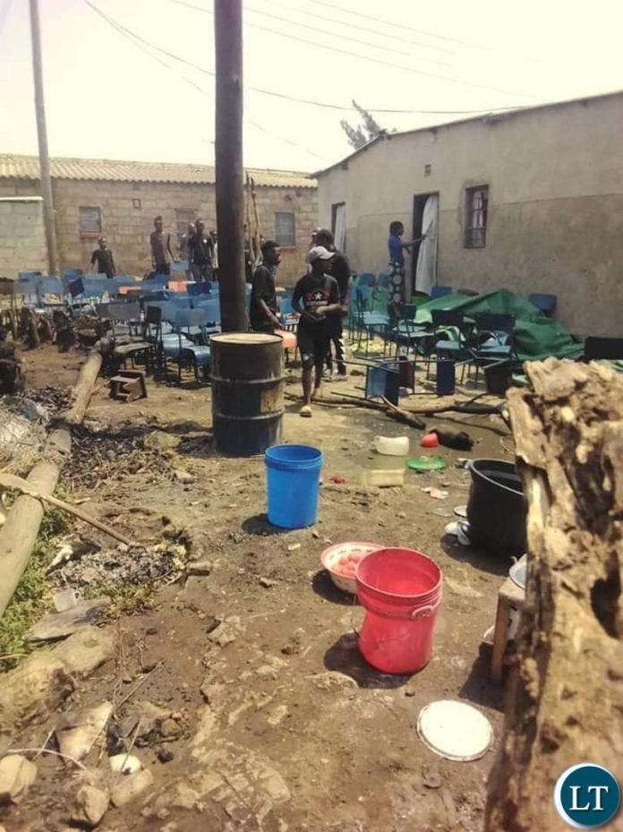 The funeral house which was ransacked in Friday by PF cadres in Kanyama1