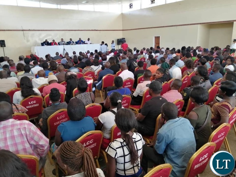 The street vendors and marketeers at Nakatindi hall at a meeting with Government
