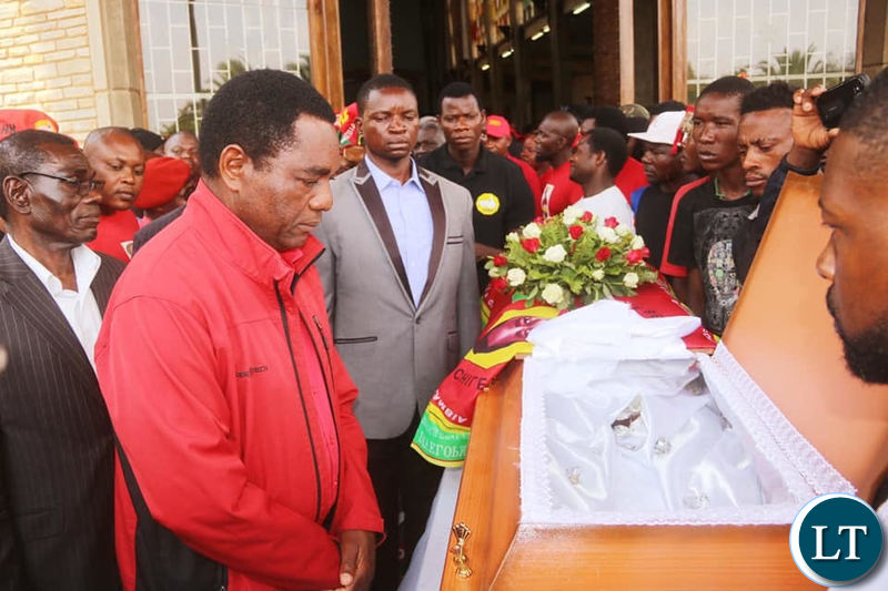 HH at HH addressing the mourners at The funeral service at the Cathedral of the Holy Cross of the murdered UNPD Cadre