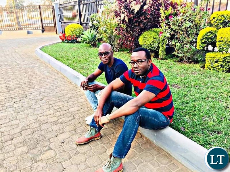 Chanda Mfula with former State House Spokesman George Chella in Lusaka