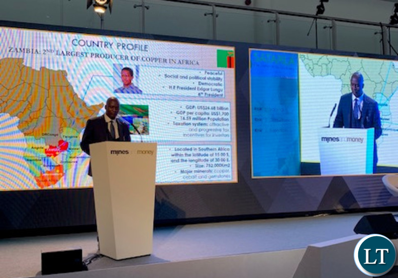 Hon. Musukwa addressing the Mines and Money Conference in London