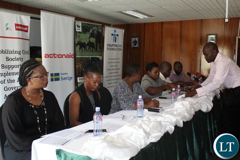 CSOs holding a conference on the Lower Zambezi Mining Saga